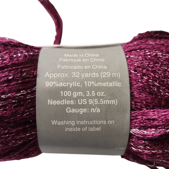Mary Maxim Fabulous Metallic yarns 3 Plum 834-206 skeins 100 Grams Dye Lot - Picture 3 of 6